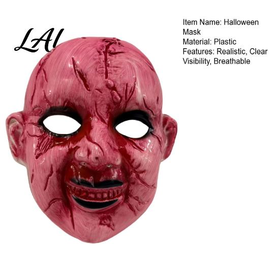 Breathable Halloween Costume Mask Scary Doll Face Mask Ghost Head Prop for Haunted House Cosplay Adults Lightweight Plastic Adults Adjustable Strap