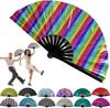 Boots On The Ground Hand Fan, Popping Fans Large Holographic Folding Fan Bulk, Foldable Craft Holding Laser Colors Clack Hand Fan