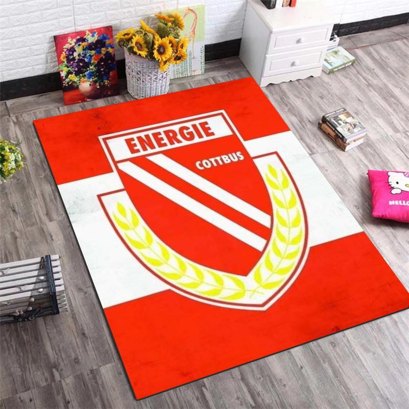 Energie Cottbus Football Club Badge Print Area Rug Non‑Slip Rectangular Floor Mat Soccer Fan Gaming Room Home Decor
