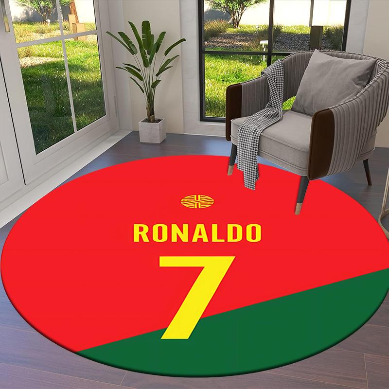 Круглый ковер CR7, Ковер для гостиной, спальни, дивана, игровой комнаты, Нескользящий коврик