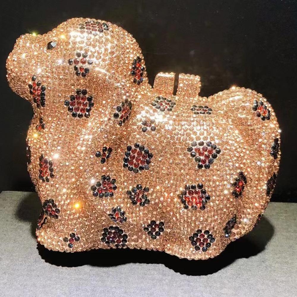 Puppy Diamond Evening Bag Dog Crystal Handbag Rhinestone Bags Wedding Bridal Purse Luxury Crystal Clutches Women Party Purses