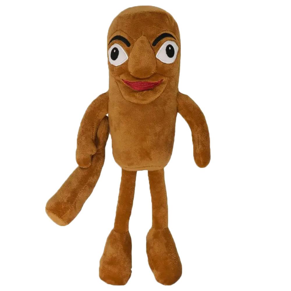 Goofy Plush Buddy with Wiggle Eyes - Quirky Brown Sausage Doll with Amusing Facial Expression, Perfect Desk Companion for Office