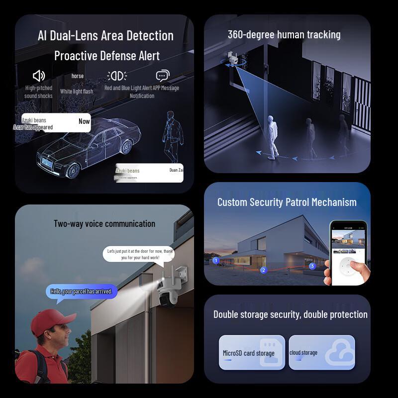 Jingxiaodou Dual-Lens 10MP Outdoor WiFi Security Camera with Full-Color Night Vision (CN version)