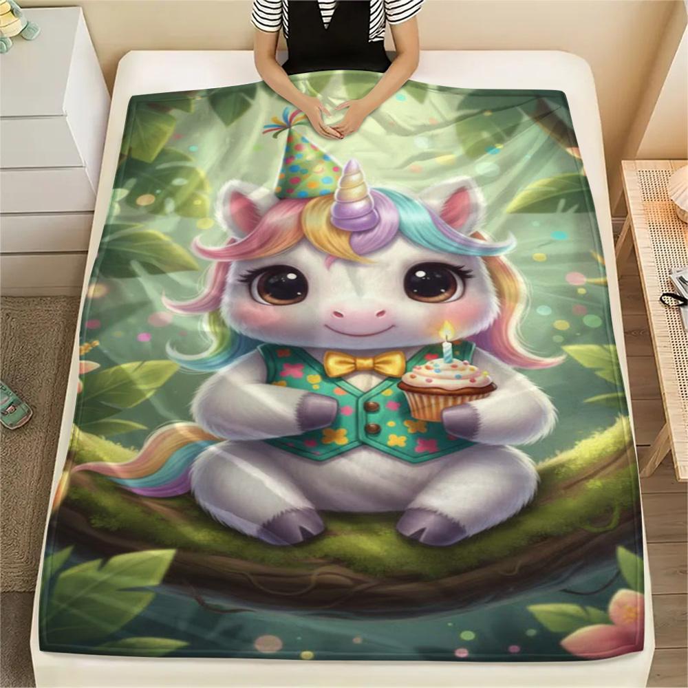 1PC Fairy tale style Print FlAannel Blanket, High quality Comfortable for All Seasons, Home Decor, Warmth and Comfort