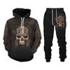 Новый мужской свитшот с капюшоном, комплект из 2 предметов с принтом черепа, спортивная рубашка с капюшоном, 3D-принт черепа, мужская одежда