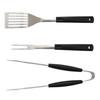 3 Piece Stainless Steel BBQ Grill Set Fork Tongs Spatula Durable Non Slip Handles Perfect Summer Cookouts
