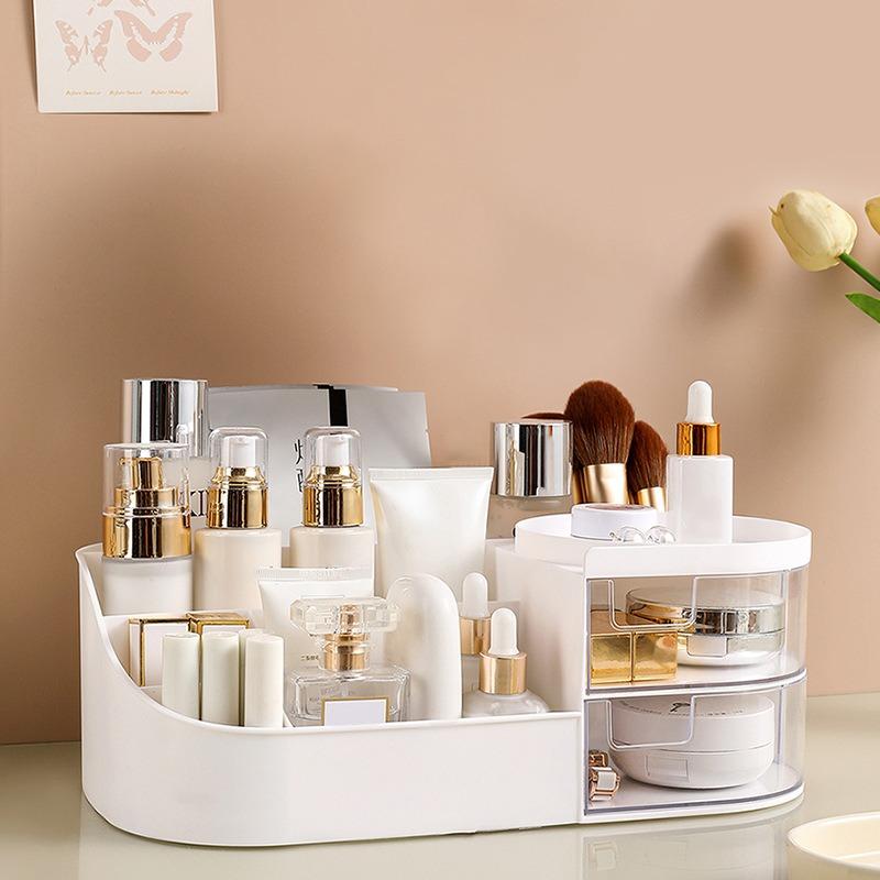 Большая вместительная коробка для хранения косметики, ящик для макияжа, органайзер, ювелирные изделия, лак для ногтей, контейнер для макияжа, настольная коробка для хранения мелочей