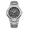 Mark Fairwhale  Men Quartz Watch Waterproof 3ATM Big Dial 44x52mm Alloy Case Metal Band Luminous Business Wristwatch
