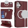 For iPhone 16 Plus Wallet Case Compatible with MagSafe Anti-Drop Detachable PU Leather Phone Cover