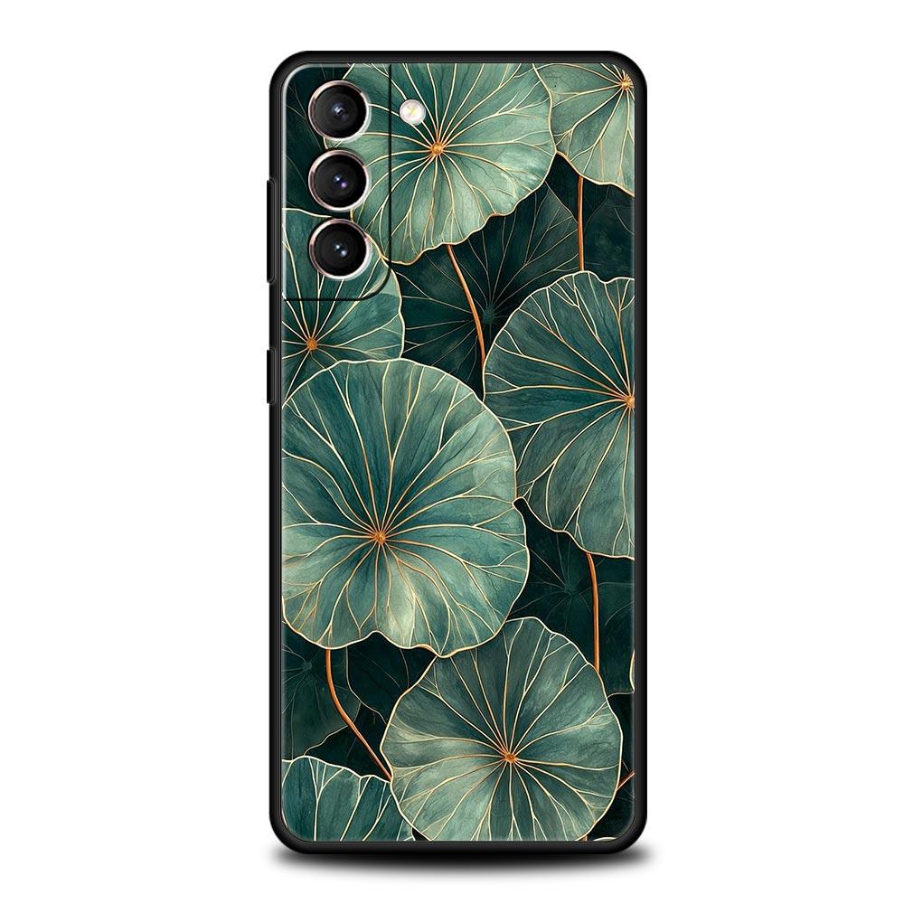 Чехол для телефона Monstera Green с листьями для Samsung Galaxy S26 Ultra S25 Plus S24 FE S23 S22 5G S21 S20 Черный Мягкий