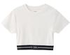 Casual Logo and Stripe Cropped White X-girl S/S Top, Women's,