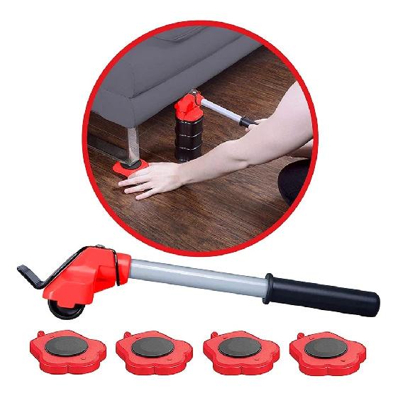 Heavy Duty Furniture Lifter Transport Tool Leverage with 4 Roller Sliders Easy Moving Appliance Suitable for Tile/Hardwood Floor