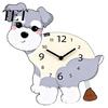 Non Ticking Wall Clock Pooping Dog Clock, Wooden with Swinging Pendulum, Silent Easy Setup for Living Room Home Office, Gift Lover Movement