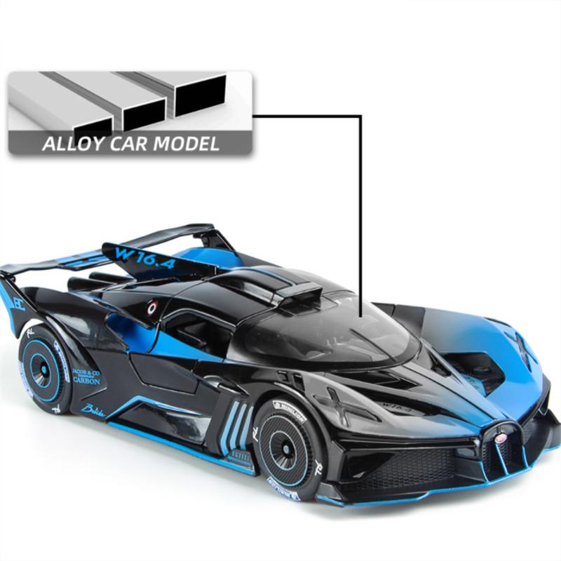 1:24-масштабная модель спортивного автомобиля из сплава Bugatti Bolide, модель автомобиля из литого металла, модель автомобиля с высокой имитацией, детская игрушка в подарок