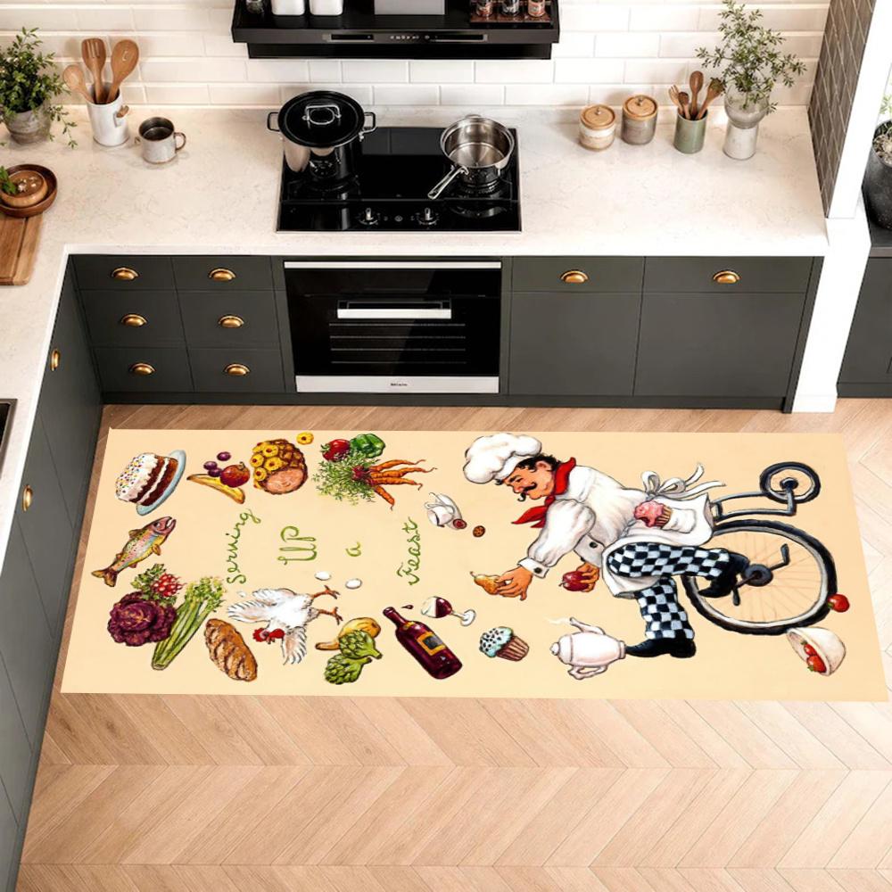 Chef Wine Kitchen Floor Mat Nonslip Washable Soft Carpet Doormat Suitable For Bedroom Living Room Kitchen And Bathroom Home Decor