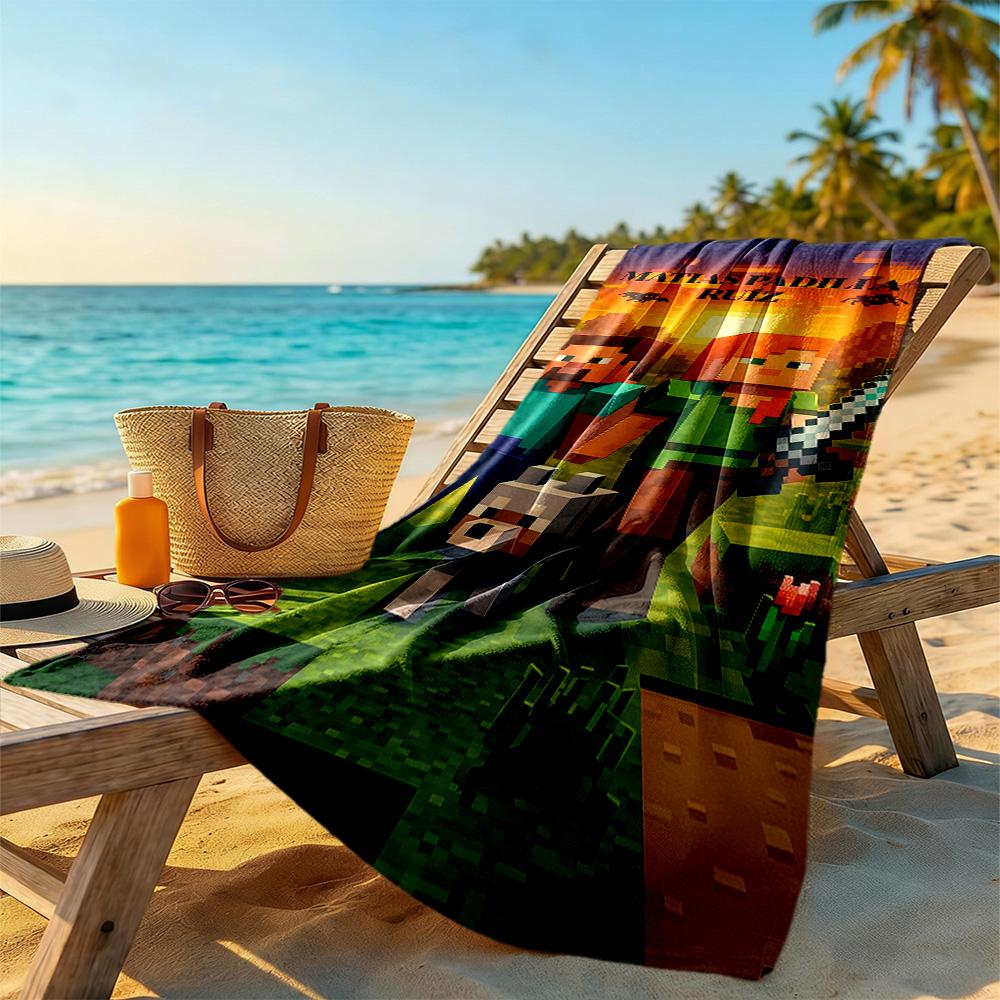 Minecraft Beach Towel Quick-Dry Soft Microfiber Comfortable Lightweight Portable for Swimming,Beach,Camping, Travel, Beach Accessories,Gym