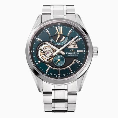 ORIENT STAR Автоматические часы Modern Skeleton Mechanical, сделаны в Японии, 2 года гарантии отечественного производителя, Open Heart Green RK-AV0114E