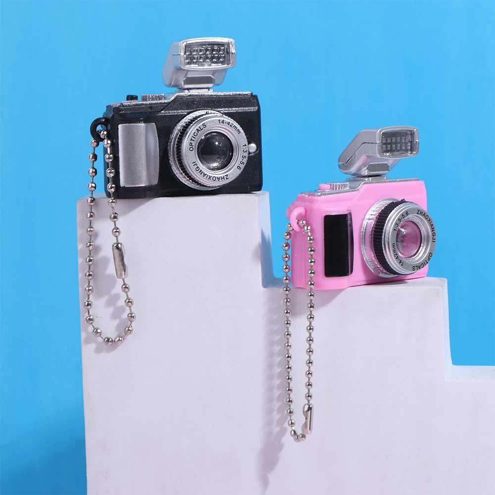 Plastic Camera Electric Luminous Key Chain Mini Camera Toy Led Keychains  Friends Birthday Gifts