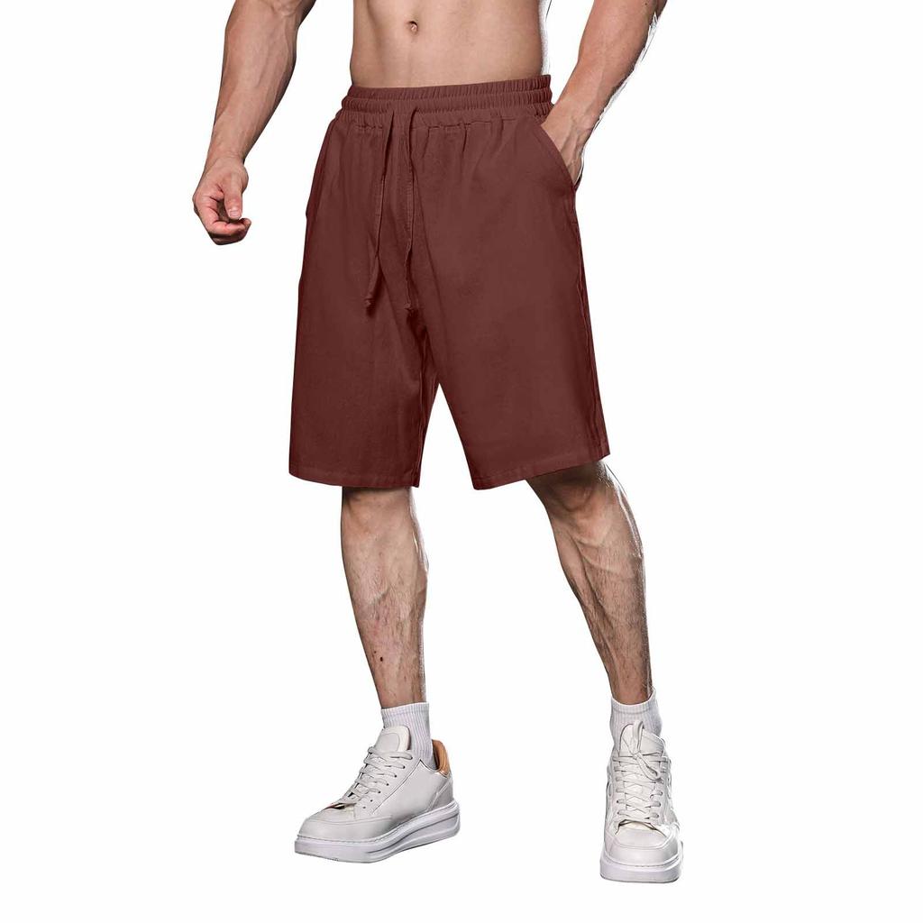 Мужские повседневные шорты на шнурке Мужские дышащие шорты из хлопка и льна
