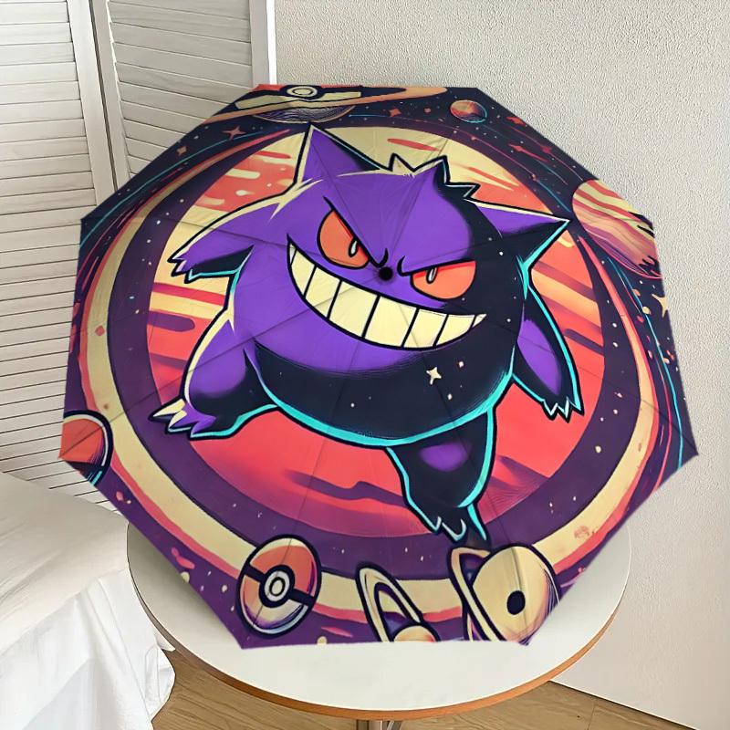 1 шт. Автоматический складной зонт Gengar Galaxy - Компактная конструкция с 8 спицами, Прочный пластик и железо, Легкий для ежедневного использования на улице, a0929192