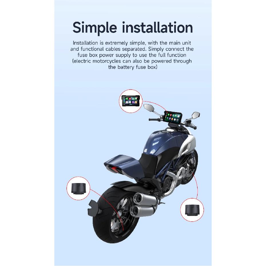 JIUYIN 5 inch Wireless CarPlay Moto Android Auto Portable Digital Motorcycle Dashboard GPS Motorcycle Navigation Display Screen
