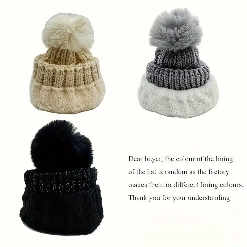 2Pcs Winter Hat Set Thickened Plush Windproof and Cold-Proof Casual Warm Hats with Scarf Winter Accessory