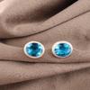 Серьги с голубым топазом Swiss Blue Topaz Gemstone Earring, 925 Solid Sterling Silver Earrings Jewelry Handmade Earrings, Silver Jewelry For Gift