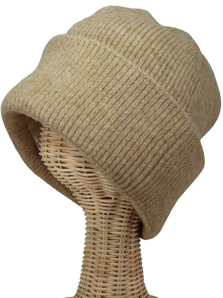 Бежевая вязаная шапка Вязаная шапка-бини Шелковая вязаная шапка Шерстяная шелковая вязаная шапка Кепка-часы Антибактериальная и устойчивая к запахам вязаная шапка Простая весна Осень Зима