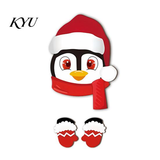 Winter Festive Garden Decor 2D Wooden Christmas Welcome Sign, Santa Reindeer Penguin Yard Ornament, Weather Resistant Decorations Cartoon Fence