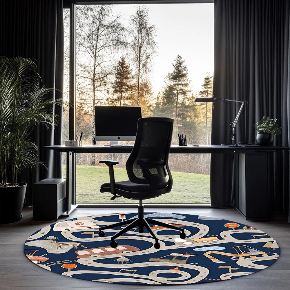 excavator Printed Round Rug Carpet Chair Rug Area Rug Entryway Doormats,for Office Chair Living Room Bedroom Kitchen Room.