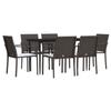 VidaXL Garden Dining Set 7 Pcs Cushions Wicker Steel 3186942
