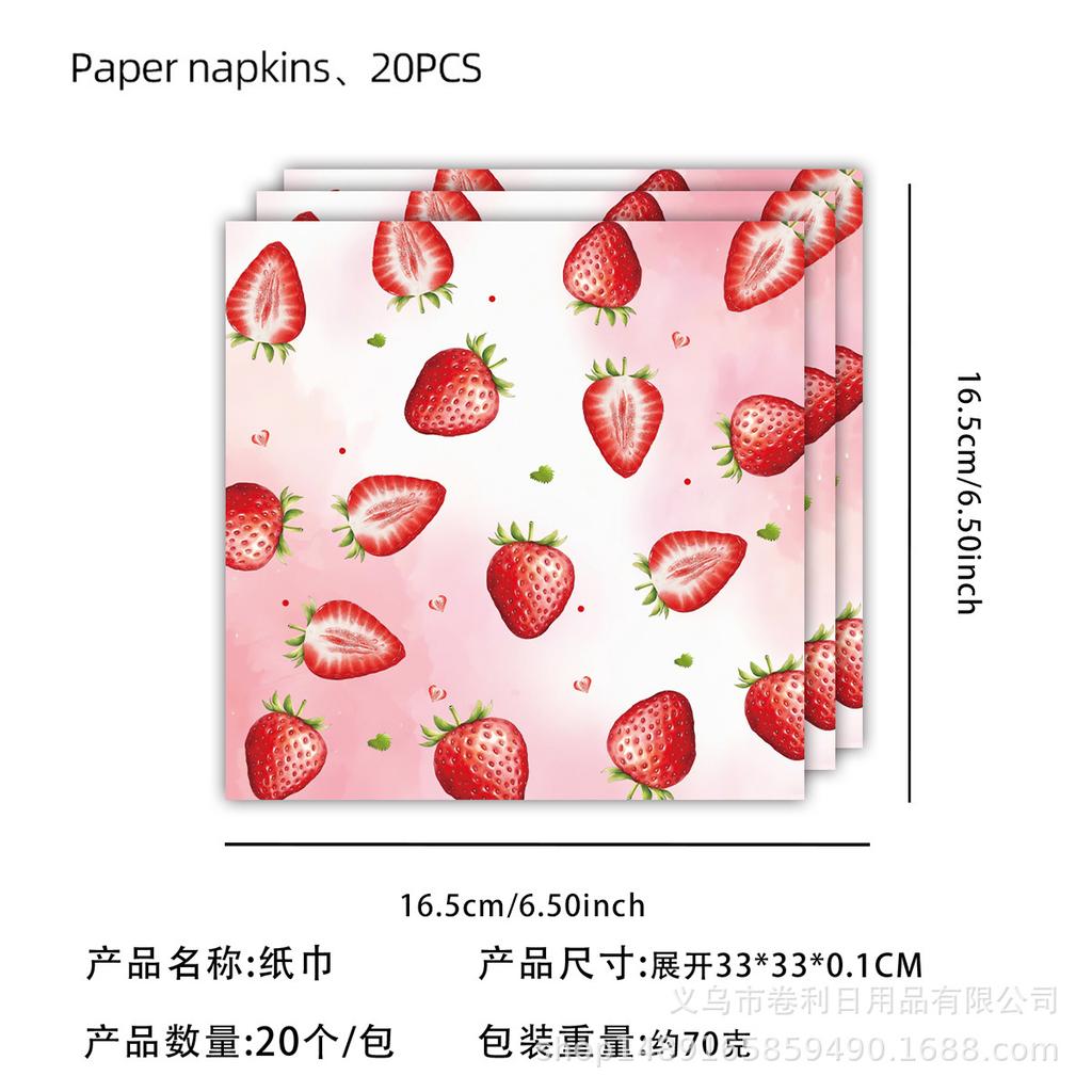 Strawberry Theme Party Paper Plate Balloon Picnic Plate Cake Plate Children'S Birthday Party Dessert Counter Decorative Cutlery