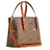 Coach Коричневая холщовая сумка-тоут с фирменным принтом апельсинов и съемным ремнем для повседневного использования и путешествий