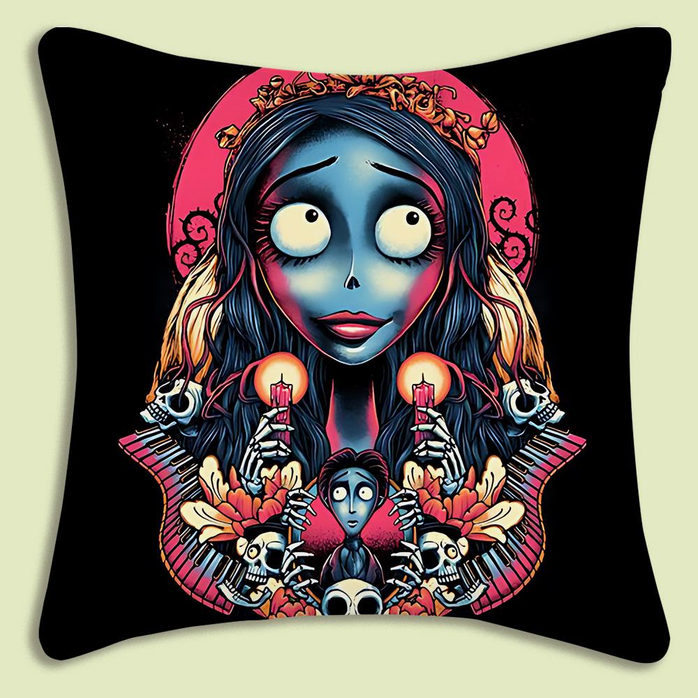 C-Corpse Bride Cartoon Anime Pillow Covers Cartoon Sofa Decorative Home Double-Sided Printing Short Plush Cute Cushion Cover