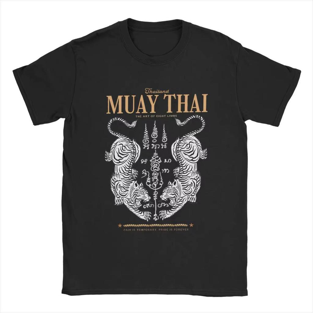 Мужские футболки Muay Thai Sak Yant Tiger Unique 100% Хлопковая футболка с коротким рукавом Боксерские футболки с круглым вырезом Одежда Лето