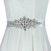 Rhinestone Bridal Sash Waist Belt with White Satin Ribbon for Wedding Dress
