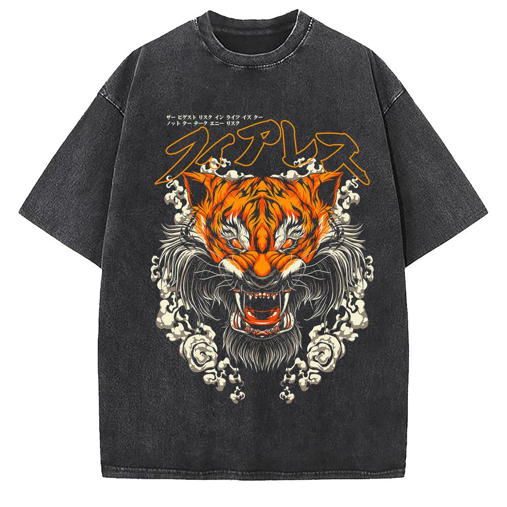 One Piece Poster Marine Printed Tshirt Mens and Womens Washed Tshirt High Quality Vintage Cotton Tshirt Harajuku Tops