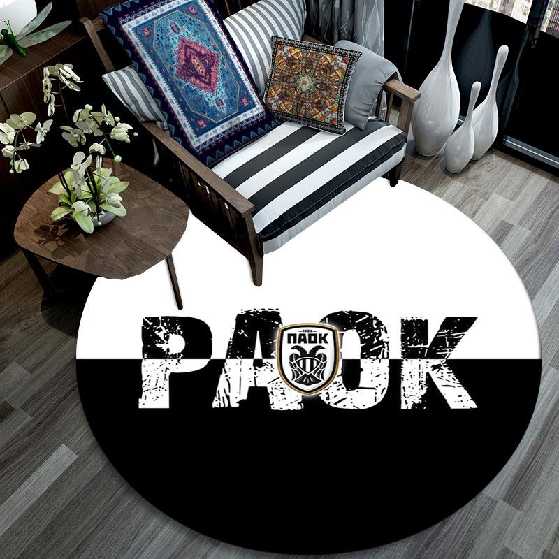 PAOK pattern round rug,Carpet Rug for Living Room Bedroom Playroom ,Non-slip Floor Mat,Holiday Gifts and Birthday Gifts.