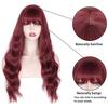 MERISIHAIR Длинный волнистый парик с челкой, винно-красные парики для чернокожих женщин, темно-бордовый синтетический волнистый вьющийся парик 24 дюйма