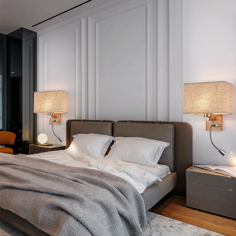 Wall Lamp Bedroom Bedside Lamp Minimalist Wooden Indoor Lighting Fixture
