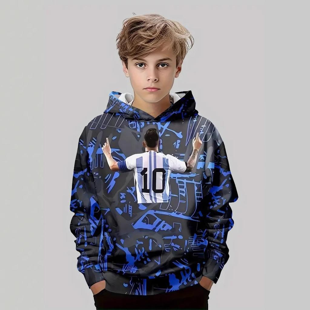 Autumn 3D Ball Games Printed Hoodies Fashionable Casual Sports Long Sleeved Children's Boy Hooded Sweatshirts