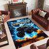 Monster Truck Theme Crystal Velvet Rug Personalized Custom Name Text Soft Floor Mat Home Decor