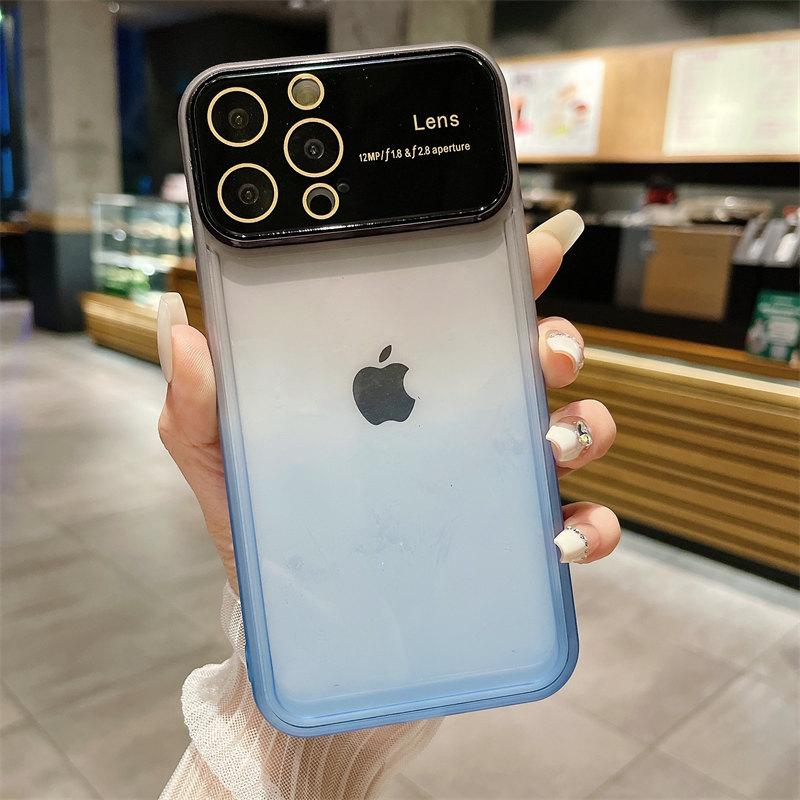 Роскошный градиентный чехол для больших оконных линз из ТПУ для iPhone 14 13 12 11 Pro Max, комплексные чехлы для защиты от падения