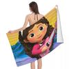 Gabby's Dollhouse Bath Towel 3D Printed Microfiber Soft Water Absorbing Breathable For Girl Kids Decorative Cartoon Beach Towel
