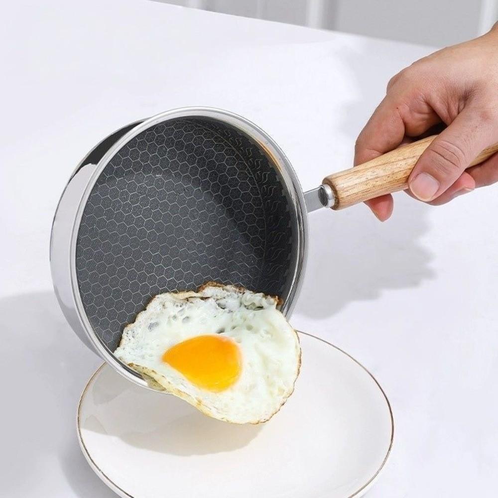 Non-stick Surface Frying Pan Stainless Steel Non-stick Pan Mini Uncoated Pan  Outdoor Camping