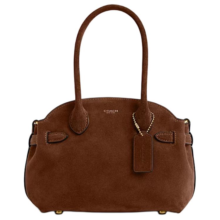 Coach Soft Empire 21 Logo Suede And Calfskin Tote Bag Small Women handbags Brown CDZ46-B4WBR