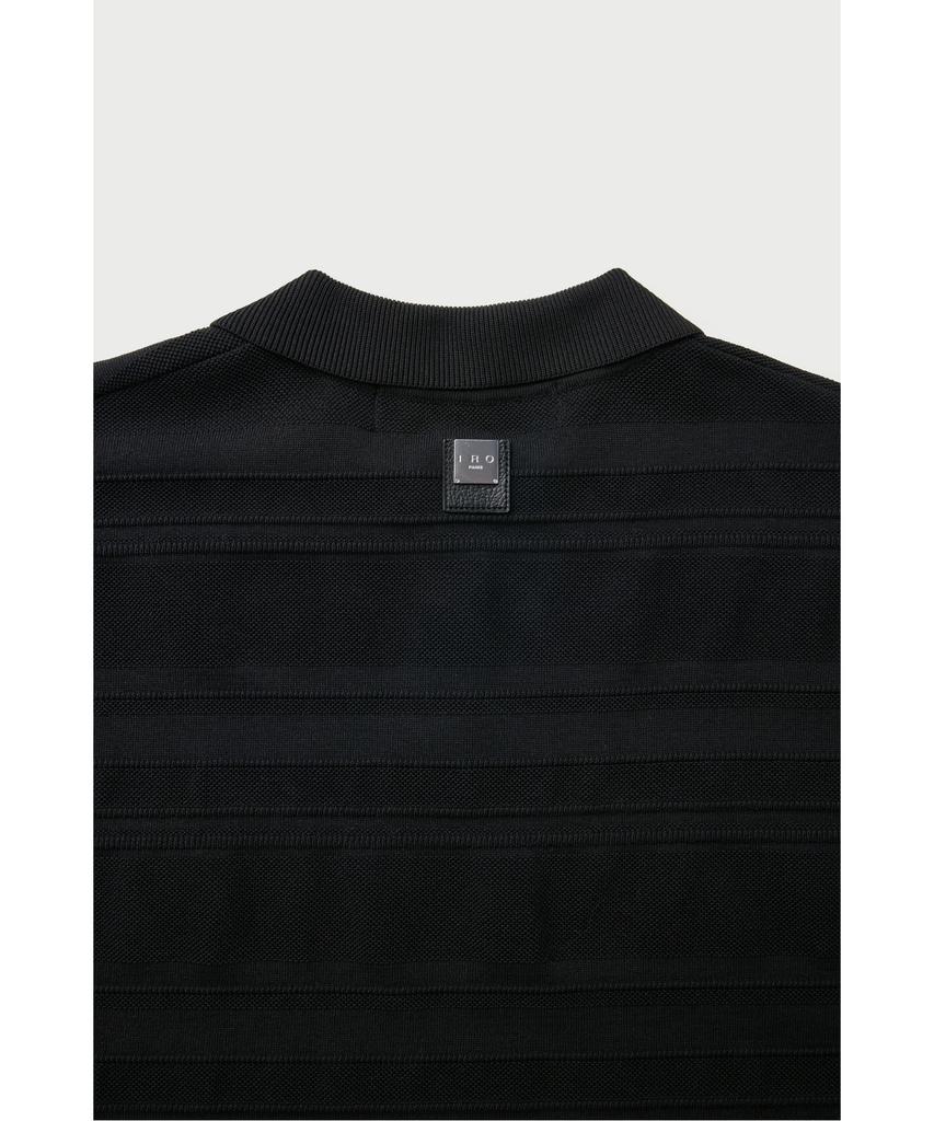 IRO Galon Collared Volume Striped Short Sleeve Sweater Iqwam26704Bkx