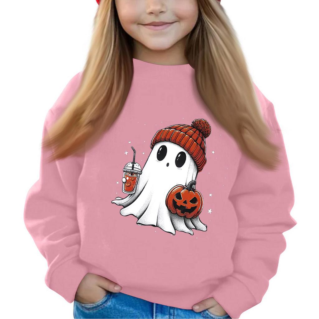Halloween Day Girls Round Neck Pullovers For Kids Printed Baby Tops