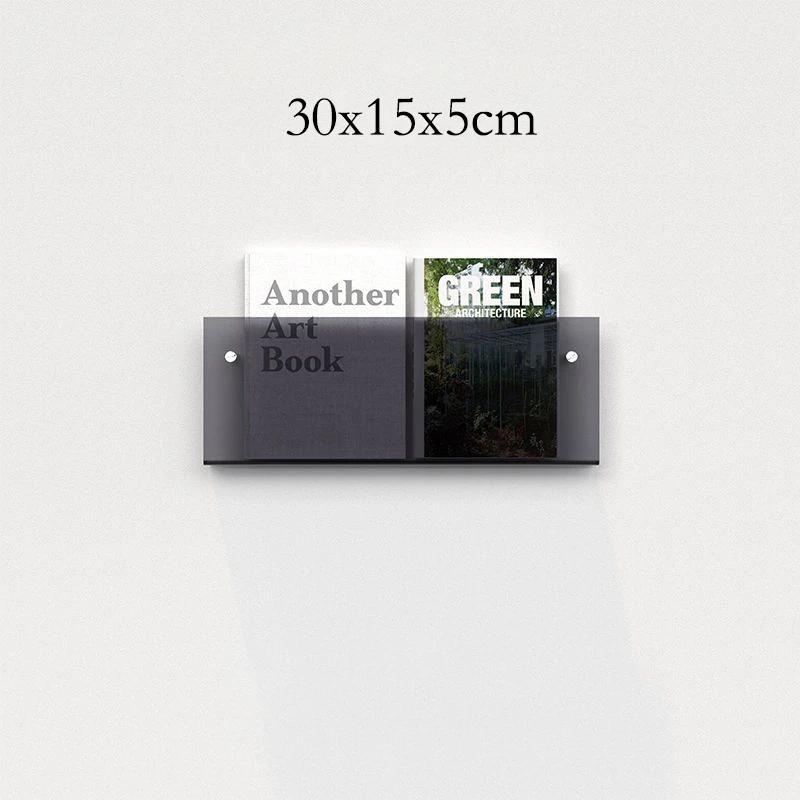Acrylic Floating Bookshelf, Hanging Wall Shelf, Literature Display Shelf, Brochure Holder, Magazine Wall Mount, 10 Colors