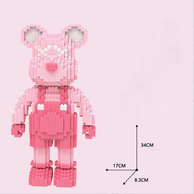 DIY Детские игрушки Мультфильм Мини Любовь Жестокий Медведь Модель Bearbrick со Световым Строительным Блоком Микро-Кирпичи Рождественский Подарок На День Рождения